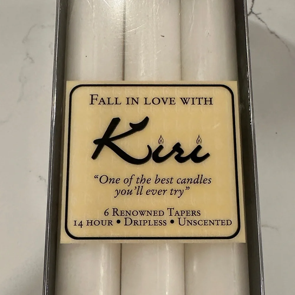 NWT Kiri White Taper Candles Box of 6